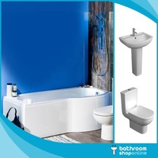 P Shaped Bathroom Suite Right/Left Hand 1700 Bath BTW Toilet WC Ceramic Basin