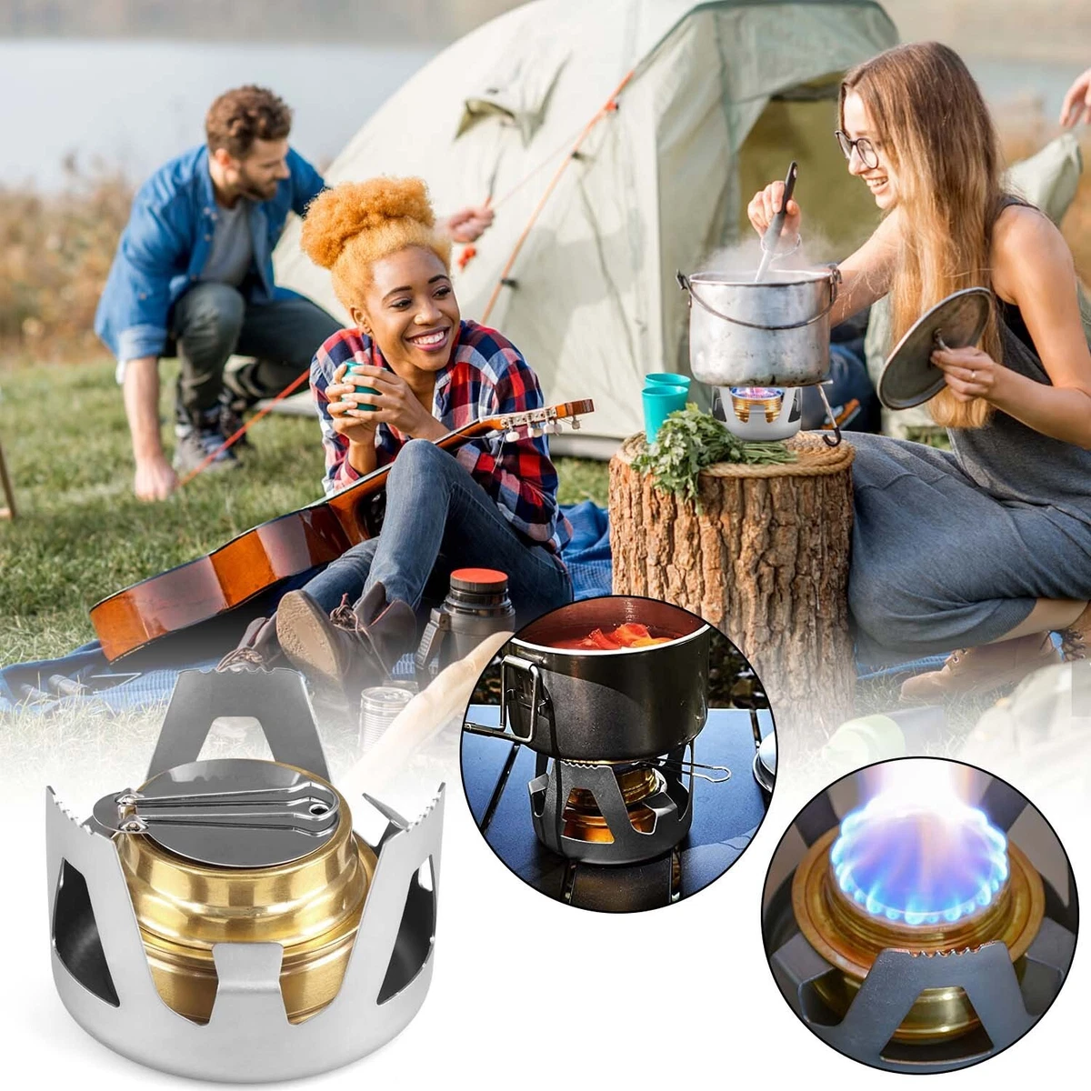 Outdoor Mini Portable Alcohol Stove Burner for Backpacking Hiking