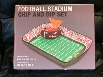 FOOTBALL STADIUM CHIP DIP SPORTS SET NFL DISH BOWL