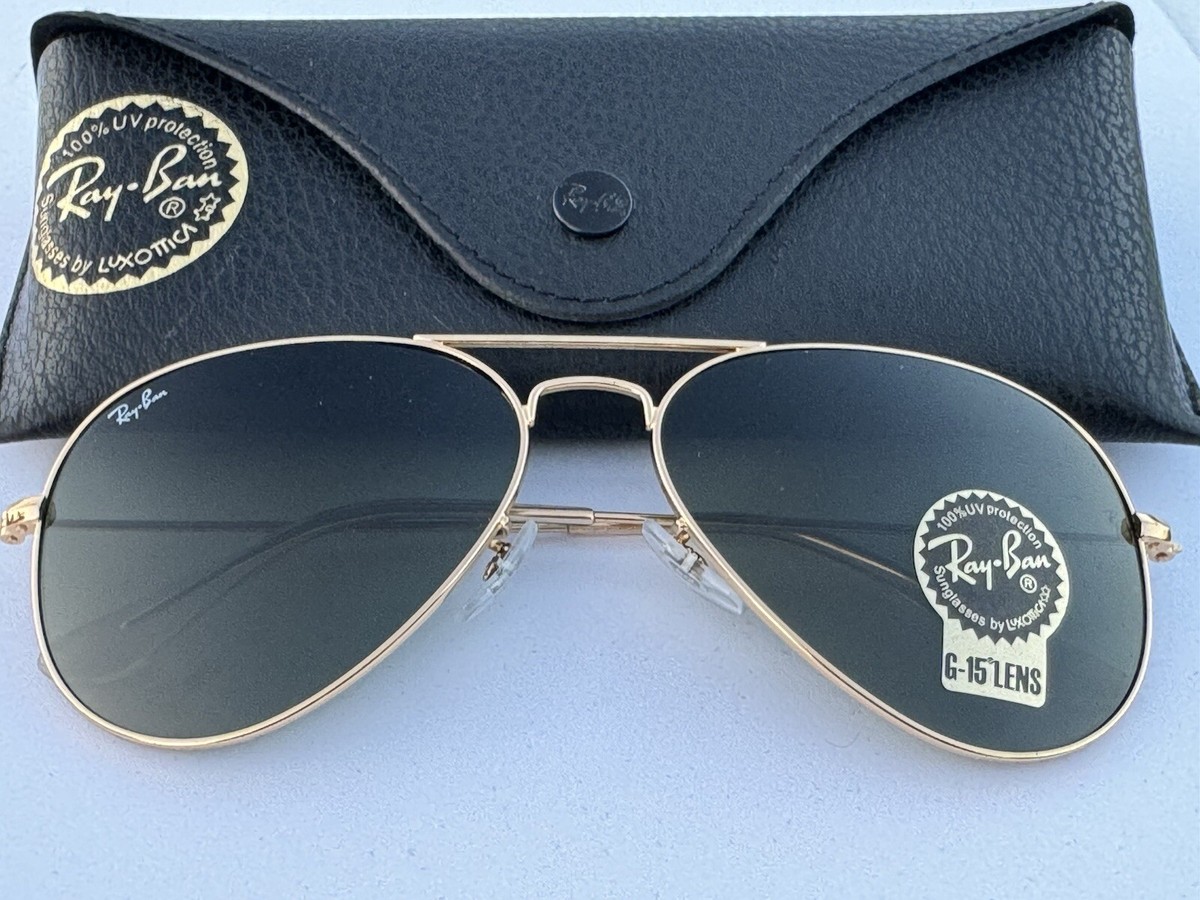 Ray-Ban RB3025 L0205 Aviator Arista Gold Frame Green G-15 Lenses
