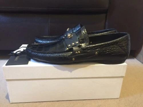 Mocassini scarpe da guida VERSACE Medusa neri in rilievo Croc UK 7 5 41 5