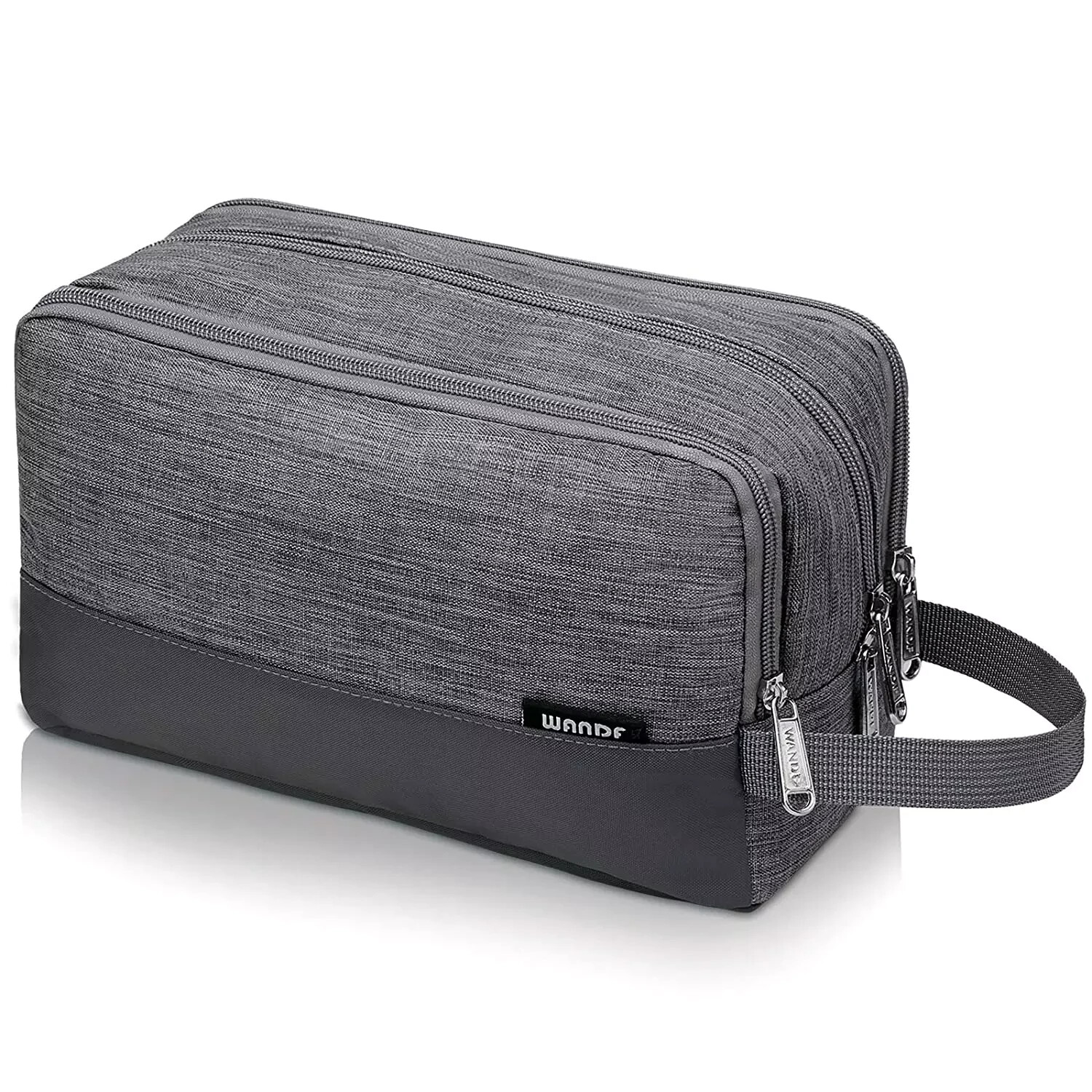 Men's Water-Resistant Hanging Toiletry Bag in Denim Grey - Shaving Dopp Kit-image