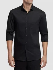 $70 Van Heusen Men's Slim-Fit Black Never-Tuck Dress Shirt Size 16-16.5 34/35