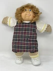 VINTAGE CABBAGE PATCH KIDS GIRL DOLL BLUE EYE TONGUE STICKING DIMPLE PLAID DRESS