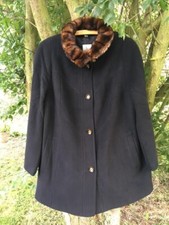 Black Wool And Cashmere Coat With Faux Fur Collar Fratelli Balli Lanificio Uk 18