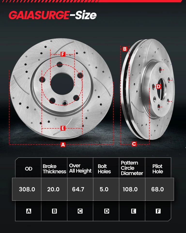 Rear Disc Brake Rotors & Ceramic Pads for 2003 2004 2005 2006 - 2014 VOLVO XC90 - Image 4 of 4