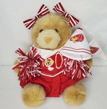 Build A Bear Cheerleader Bear Red White Cheer Outfit Pom Poms Megaphone Pennant 