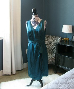 emerald green silk wrap dress