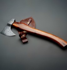 Hand Forged Damascus steel Axe . Hatchet  Best Gift . With Leather Sheath Free