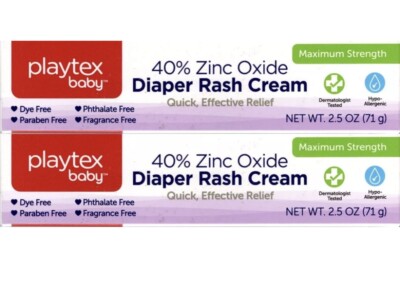 Playtex Baby Diaper Rash Cream Maximum Strength Quick Effective Relief Set of 2