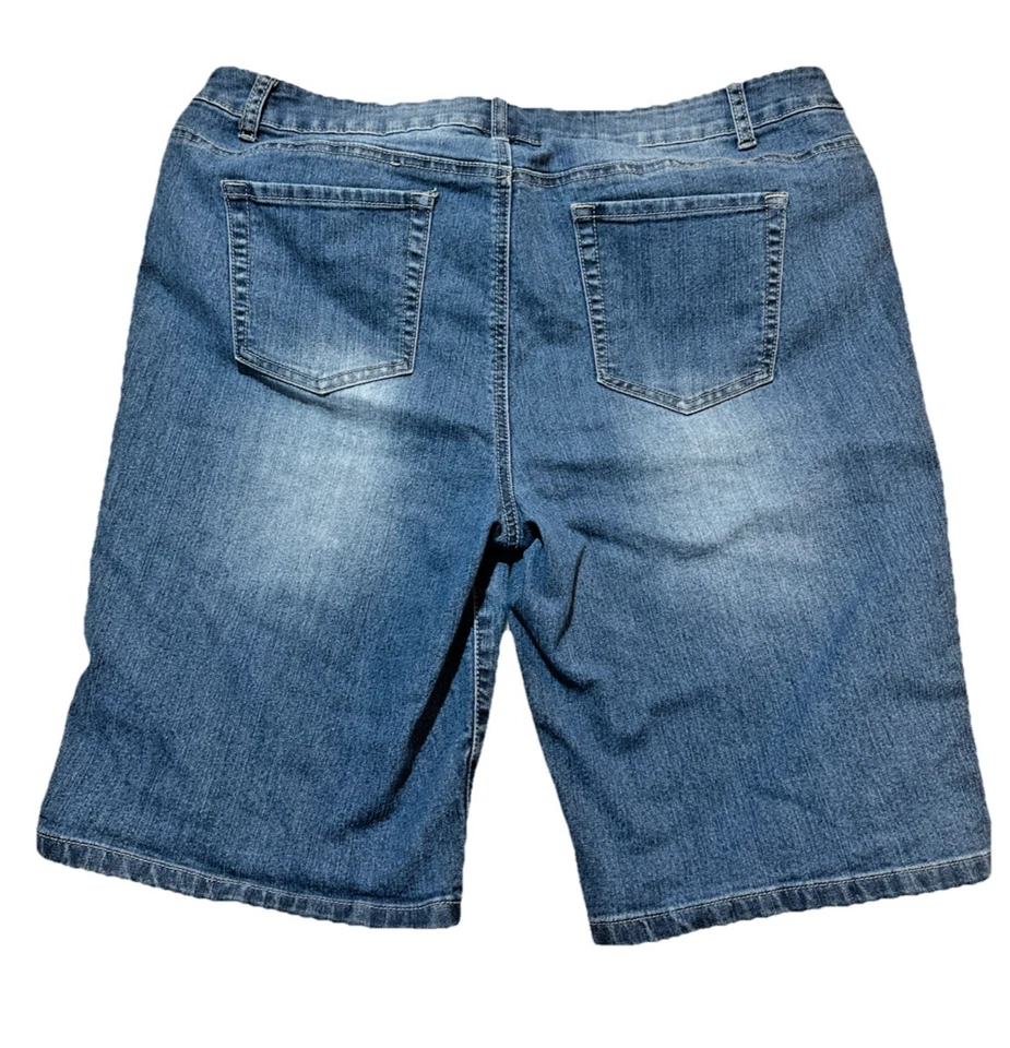 Relativity Jean Shorts Women's Size 18 Medium Wash High Rise Stretch Denim - Image 2 of 4