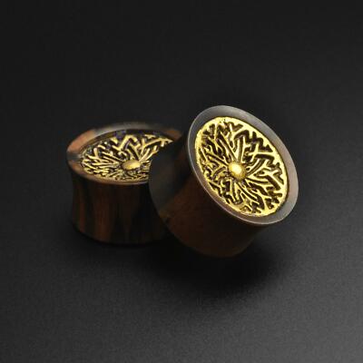 Holz Ohr Dehnstecker Tunnels Plug Double Flare Mit Messing Einlage