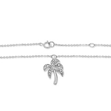 Diamond Palm Ankle Bracelet Anklet Dangle 10k White Gold