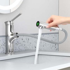 Bathroom Basin Sink Faucet for 1 Hole Single Handle Lavatory Vanity Silver