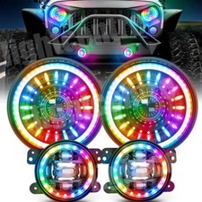 Rgb Starry 7 Led Headlights Turn Fog Lamp Combo Kit For Jeep Wrangler Jk Cj