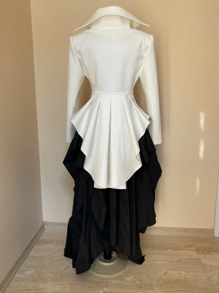 Formal womens Tailcoat, Tuxedo tails women, White tailcoat, Steampunk jacket - Image 2 of 4