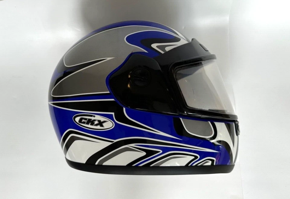 Casco de moto CKX, grande, azul, negro, gris, blanco, 2001, usado, DOT Foto 2 de 4