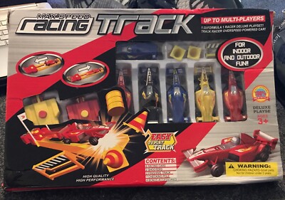 Max Speed Racing Track With 6 Racing Cars And Accessories, NIB