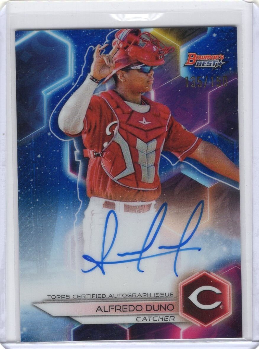 2023 Bowman's Best ALFREDO DUNO BLUE REFRACTOR AUTO #d/150 REDS PROSPECT