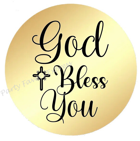 GOLD FOIL GOD BLESS YOU ENVELOPE SEALS LABELS STICKERS PARTY
