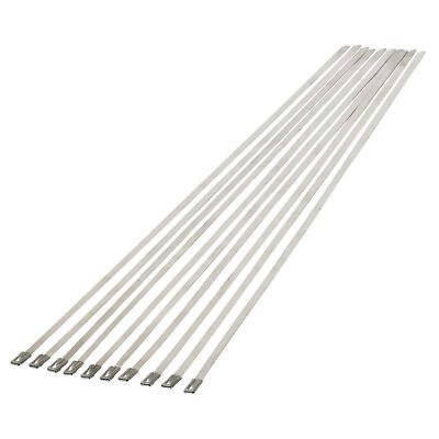 10 pack 14'' Stainless Steel Zip Ties for Exhaust Header Wrap Heat Tape Install