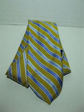 Brooks Brothers Pure Silk Gold and Blue Striped Tie