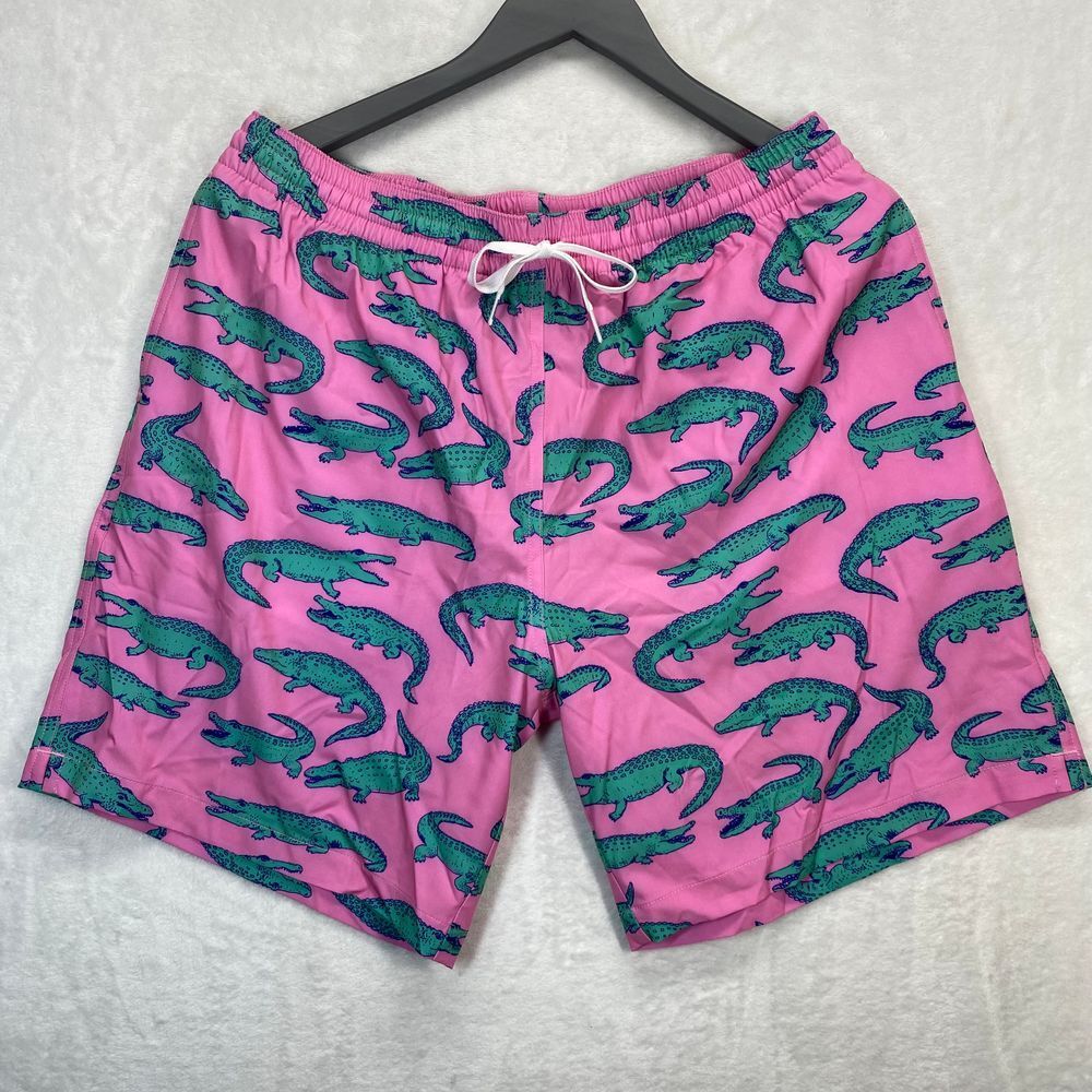 New Chubbies Pink Alligator Print Swim Trunks Board Shorts Summer