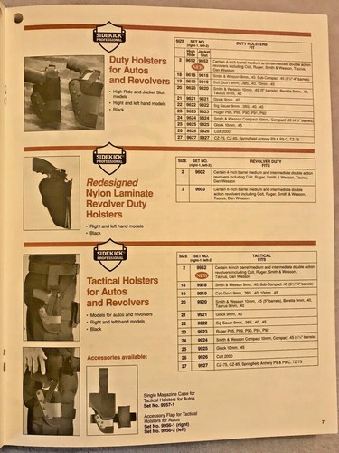 UNCLE MIKE'S 1992 SIDEKICK HOLSTERS RARE VINTAGE PRODUCTS GUIDE & PRICE LIST - Picture 6 of 11