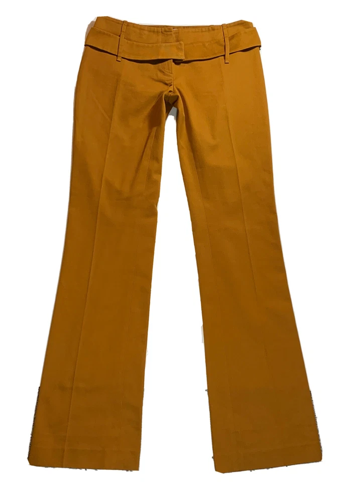 Pantalones PRADA Talla EUR 42 Acampanados 100% Algodón Cinturón Elevación Baja Cadera Abrazador Hecho en Italia