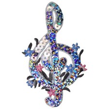 Treble G Clef Applique Patch - Sequin Music Badge 3.5" Iron on 