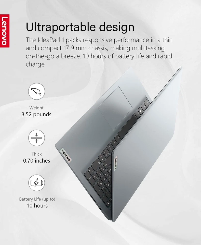 Lenovo NEW Laptop 15.6" FHD Touchscreen Intel i3-1215U Up to 40GB RAM & 2TB SSD - Image 4 of 4