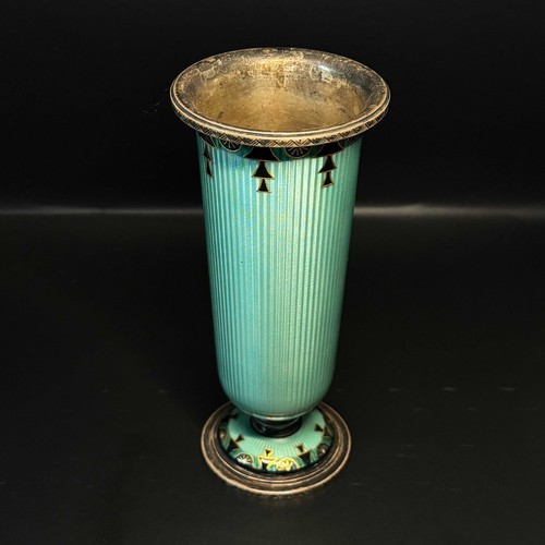 David-Andersen Sterling Silver & Guilloché Enamel Vase – Art Deco Egyptian (WeP) - Picture 4 of 15