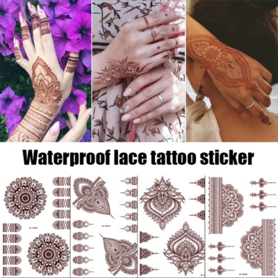 1 Stück Rotbraune Tattoo-Aufkleber Wasserdichte Semipermanente Henna-Tattoo- 〒
