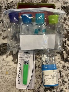 Travel Bottle Set for Toiletry Kit Toenail Clippers Manicure Set Approved ￼￼