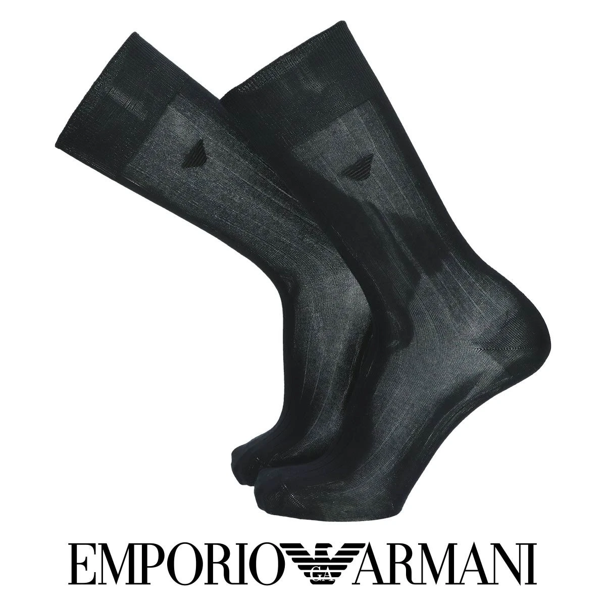 Emporio Armani Men Ribbed Dress Socks Made in Japan Cotton Blend Crew Socks Gift