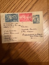 poland stamps card German pow still in Poland 1946.jelenia gore glass factory.
