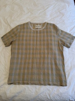 Our Legacy Checked Plaid Linen-Cotton T-Shirt   Size Medium (M) | Size 48