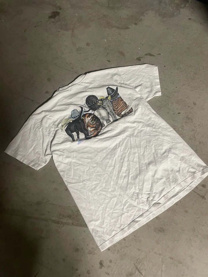 Camiseta de colección de puntada única años 80’s/90’s Hanes Beffy para gatos talla L para hombre’s Foto 3 de 4