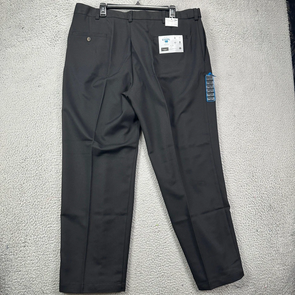 Haggar Cool 18 Pro Pants Chino Men 40X30 Black Comfort Waistband Classic Fit NEW - Image 2 of 4