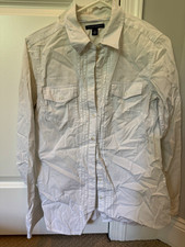 Banana Republic Womens White Solid Button-Up Long Sleeve Point Collar M