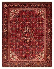 Vintage Red Traditional 5'0" x 6'6" Oriental Hand-Knotted Wool Area Rug