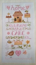 Cross Stitch "HOME SAMPLER" pattern ~ cake, bees, flowers