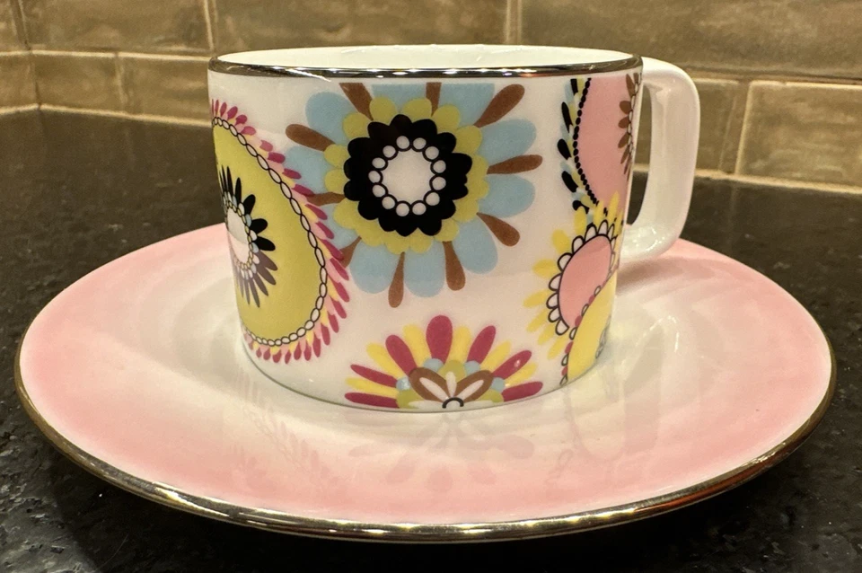 Platillo de taza de té Missoni Home 'Margherita Pink' floral multi porcelana nuevo Foto 3 de 4