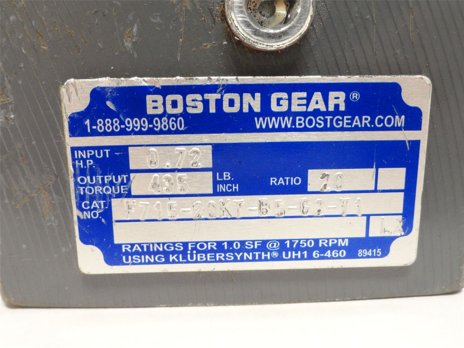 250473 Old-Stock; Boston Gear F715-20KT-B5-G2-T1 Speed Reducer 20:1 Ratio