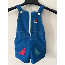 Carters Vintage Sailboat Shortalls Romper Embroidered Size 18 Months