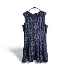 Tommy Hilfiger Sz 18 Sleeveless Dress Black Purple Whimsy Goth Fairy Grunge 5646