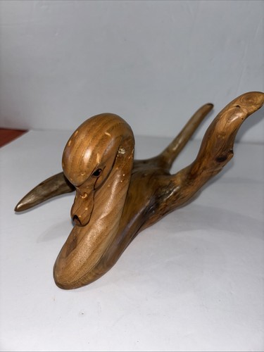 Scultura arte popolare astratta legno naturale firmata tundra cigno vintage - Foto 2 di 8