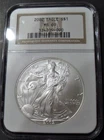 2002 P American Silver Eagle  NGC MS 69 / No Spots