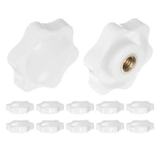 12pcs Star Knobs M6 Thread 32mm Head Non-Through Hole Brass Insert Knob White
