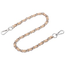 24" Purse Strap with Buckle for Shoulder and Cross Body Khaki Silver 